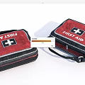 Red First Aid Kits With White Cross Symbol And First Aid Text For Medical Use
