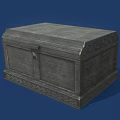 Vintage Wooden Chest With Intricate Carved Details And Decorative Lock Design