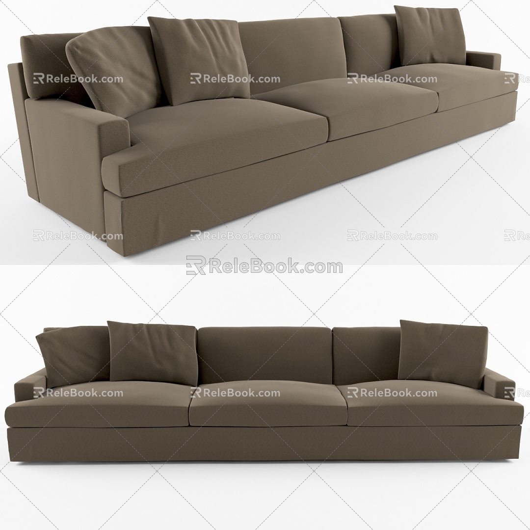 Multiplayer Sofa Modern Sofa brown Sofa Soft Sofa Pillow Pillow 3d model