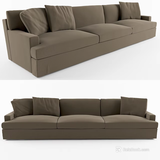 Modern Brown Sectional Sofa with Plush Cushions and Fabric Upholstery Design 3d model 