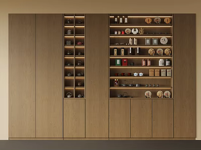Modern Wooden Storage Cabinet With Multiple Shelves For Organized Home Storage 3d model