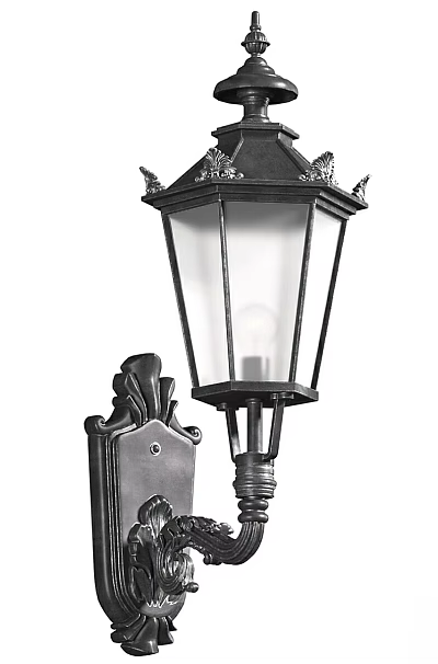 Vintage Black Wall Lamp With Glass Shade And Ornate Carved Decorative Base 3d model