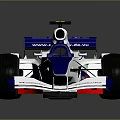 White And Blue Formula Race Car With Streamlined Body And Rear Wing 3d model