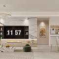 Modern Living Dining Room Interior With Sofa Dining Table Chandelier And Decorative Elements 3d model