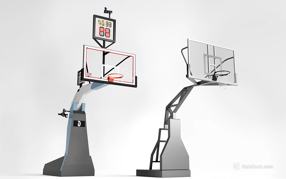 Portable Basketball Hoop Systems With Backboard Scoreboard And Stable Base 3d model 