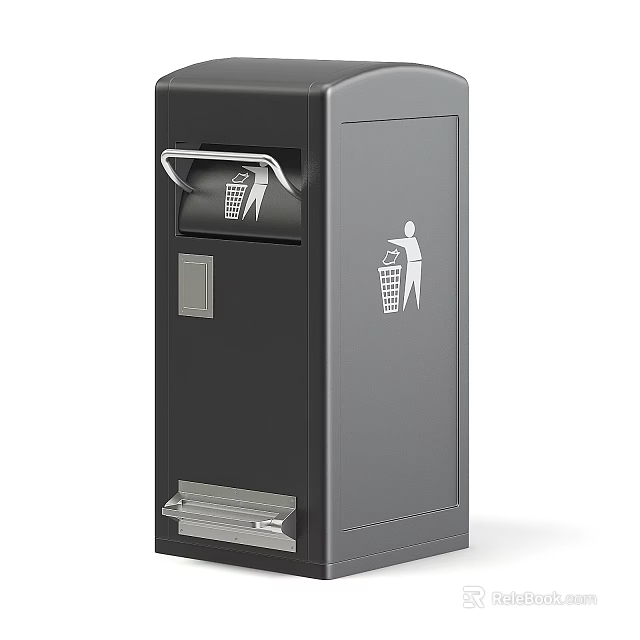 Public Trash Bin With Foot Pedal And Waste Disposal Icon For Outdoor Durable Use 3d model 