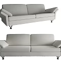 Modern Light Colored Two Seater Sofa With Armrests And Black Legs 3d model