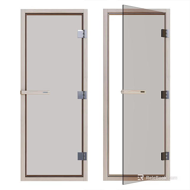 Modern Swing Door Design With Glass Panel And Metal Hinges For Interior Use 3d model 