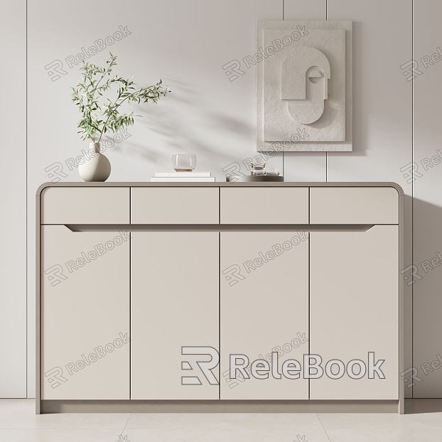 Shoe Cabinet Side Cabinet Low Cabinet Entrance Cabinet Sideboard Locker Nordic Shoe Cabinet Cream Style Shoe Cabinet Hanging Painting model