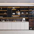 Modern Wine Cabinet With Glass Doors LED Lighting And Wine Storage Shelves