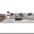 Modern Sofa Coffee Table Set Interior Design With Cushions Side Table And Rug 3d model