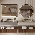 Modern Bathroom Vanity With Double Sink Wall Mounted Wooden Cabinets And Mirrors