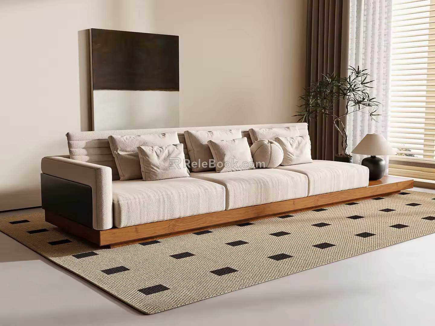Silent three-person sofa 3d model