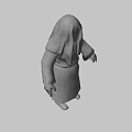Mysterious Hooded Robed Figure 3D Model With Dark Cloak and Outstretched Hands