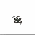 Mahjong Room Interior With Mahjong Table Four Chairs Ceiling Light and Calligraphy Wall Art