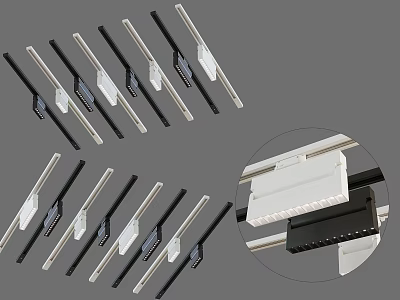 Modern Downlights And Spotlights With Black White Track Design Fixtures 3d model