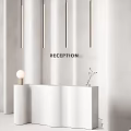 Minimalist Reception Table Chair Set with Vertical Pendant Lights and Dried Flowers