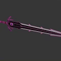 Sharp Metallic Sword With Blue Glowing Accents And Red White Striped Hilt