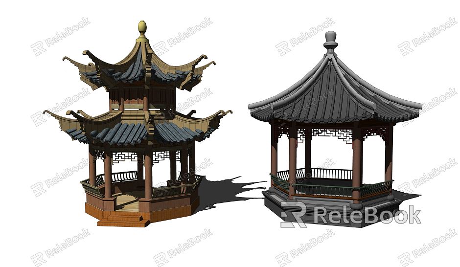 Chinese-style pavilion model