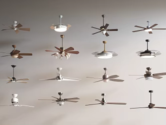 Fan lamp new cream wind log wind living room dining room electric fan lamps integrated ceiling fan lamp 3d model
