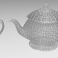 Elegant Silver Woven Texture Teapot Decorative Ornament Set For Home 3d model