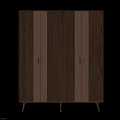 Modern Wooden Wardrobe Interior Design With Tapered Legs And Light Stripes