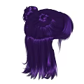 Purple Head Hair With Double Bun Style Fringe And Long Side Strands