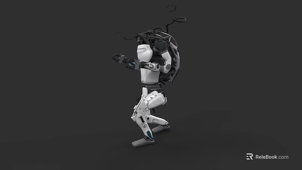 Robotic Game Movie Character In Dynamic Pose With Black White Design 3d model 