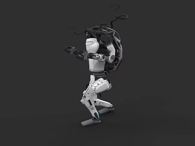 Robotic Game Movie Character In Dynamic Pose With Black White Design 3d model