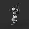 Robotic Game Movie Character In Dynamic Pose With Black White Design