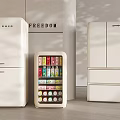 Modern White Refrigerators and Freezers with Mini Beverage Cooler in Minimalist Interior
