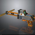 Futuristic Sci Fi Weapon with Orange Silver Body Double Barrel Control Panel and Modern Design 3d model
