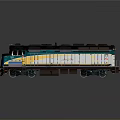 Vintage Model Train With Blue Yellow Brown Carriages Shiny Surface And Detailed Design