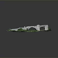 Ancient Stone Ruins Model With Arch Structure And Grass Covered Walls