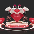 Red Inflatable Heart Shaped Cartoon Model With Wings And Decorative Elements 3d model
