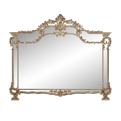 Elegant Ornate Gold Carved Frame Mirror With Intricate Antique Design Details 3d model