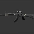 Modern Assault Rifle With Tactical Scope Black Body Metallic Finish And Ergonomic Stock