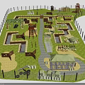 Children's Playground Layout With Fenced Area Slides Climbing Frames Sand Pits And Pavilions