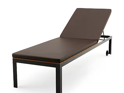 Modern Lounge Chair With Brown Upholstered Cushion Black Metal Frame And Wooden Trim 3d model