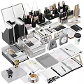 Assorted Colorful Pens With Notebooks Desk Organizers Calculator And Calendar