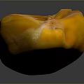 Yellow Roasted Banana with Surface Lines on Black Smooth Surface and Reflection 3d model