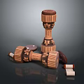 Pair of Wooden Dumbbells As Household Fitness Tools With Small Blocks And Cylindrical Parts