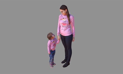 Modern Double Mom Daughter 3d model