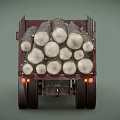 Old Blue Truck Loaded With Stacked Wood Logs For Building Materials