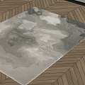 Modern Square Rug With Gray Watercolor Texture On Herringbone Wooden Floor