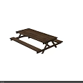 Outdoor Wooden Picnic Table With Attached Benches And Natural Wood Classic Design