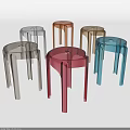 Modern Transparent Stools in Multiple Colors for Contemporary Home Use 3d model
