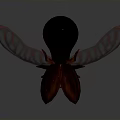 Artistic Detailed Insect Model With Red Transparent Wings And Glowing Abdomen