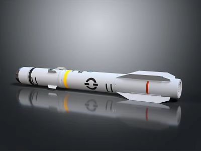 Space Rocket Model Design With White Body Black Yellow Stripes And Red Markings 3d model