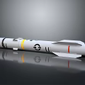 Space Rocket Model Design With White Body Black Yellow Stripes And Red Markings
